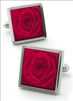 Red Single Rose Cufflinks by Robert Charles
