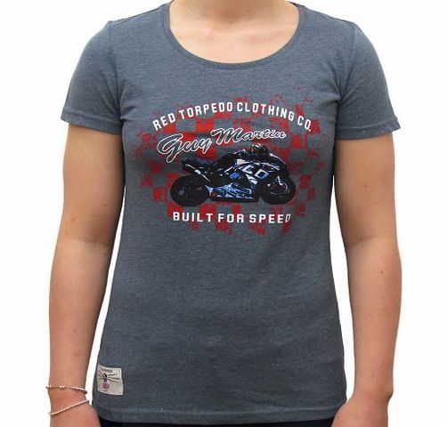 Red Torpedo Clothing Primo Guy Martin Built for Speed (Womens) Steel Blue T-Shirt Size 18
