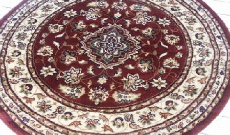 Red Traditional, Persian style rug Persian style circle rug in red. 133cm. Smooth feel rug