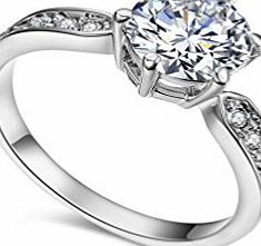 RedFly 18ct White Gold Plated 9pcs Round CZ Crystal Paved Forever Women Wedding Rings, Size M