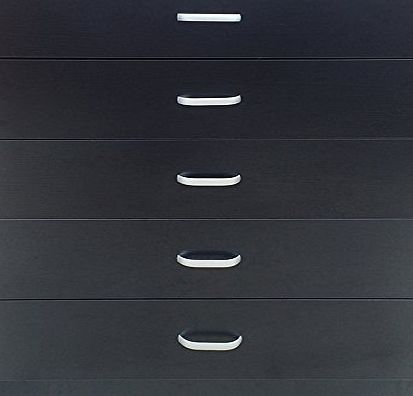Chest of Drawers - 5 Drawer - Bedroom, Office Furniture - Unique Anti-Bowing Drawer Support (Black)