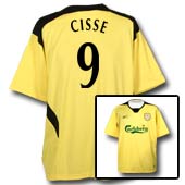 Liverpool FC Junior Away Shirt - 2004 - 2005 with Cisse 9 printing.