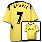 Liverpool FC Junior Away Shirt - 2004 - 2005 with Kewell 7 printing.