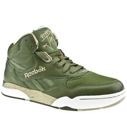 Male Reverse Jam Mid Leather Upper Fashion Trainers in Green