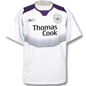 MCFC Mens Away Shirt - White/City Purple/Reebok Navy.