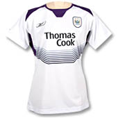 MCFC Womens Away Shirt - White/City Purple/Reebok Navy.