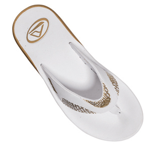 Mens Reef Fanning Flip Flops. White Gold