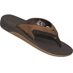 Mens Reef Leather Redux Flip Flops. Brown