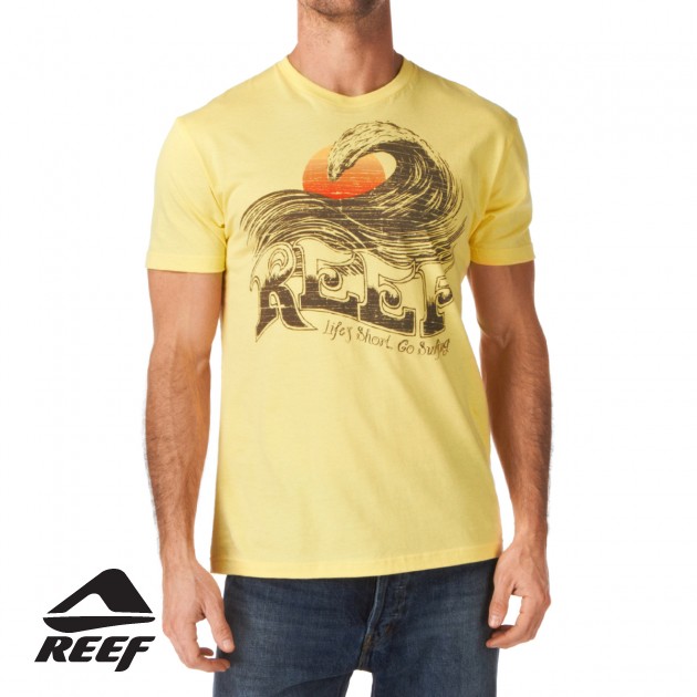 Mens Reef Chocolate Wave T-Shirt - Mellow/Yellow