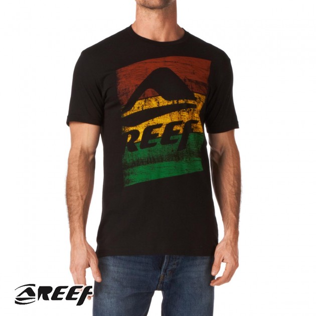 Mens Reef Scribbled Olas T-Shirt - Black