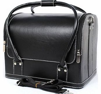 Reelva Professional Elegant Black PU Leather Beauty Box Cosmetics 