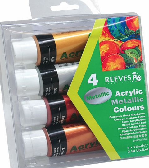 Reeves 75ml Metallic Acrylic Tube Set - Pack of 4 8390904