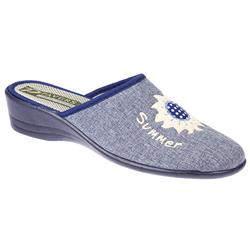 Relax Female RELAX1102 Textile Upper Textile Lining Comfort House Mules and Slippers in Navy