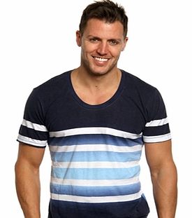 Gradient Stripe Scoop Neck T-Shirt