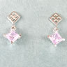 Square Drop Earrings with Lavender Crystal