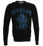 Black Sweatshirt with Printed Design