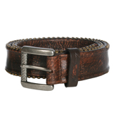 Brown Studded Leather Buckle Belt