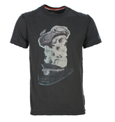 Dark Grey T-Shirt with Printed Skull Design