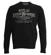 Replay Dark Navy Sweatshirt with Printed Design