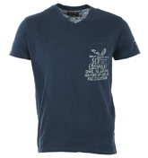 Dark Navy V-Neck T-Shirt with Pocket