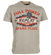 Grey T-Shirt With Full Power Spark Plugs