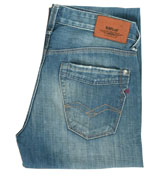 Mid Blue Bootcut Jeans - 32` Leg