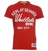 Red T-Shirt with Printed Design