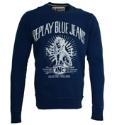 Royal Blue Sweatshirt with Printed Design