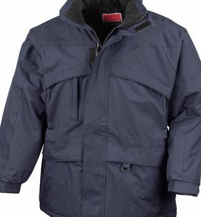 Result Mens Seneca Midweight Performance StormDri Waterproof Windproof Jacket (XXL) (Navy/Navy) with High Visibility Reflective Slap On Wrist, Arm and Ankle Band. CE Safety approved.