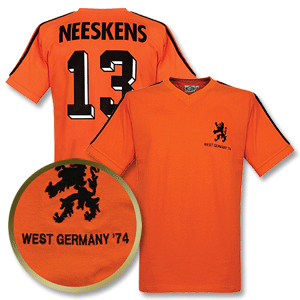 Retake 1970and#39;s Holland Home Retro Shirt No.13 Neeskens 1974 WC Embroidery