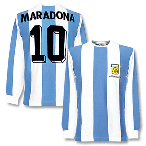 Retake 1978 Argentina Home L/S Retro Shirt   Maradona 10   Emb