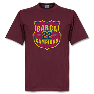 Barcelona 22 Champions Crest T-Shirt - Claret
