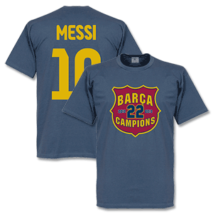 Barcelona Messi 10 Champions Crest T-Shirt - Denim