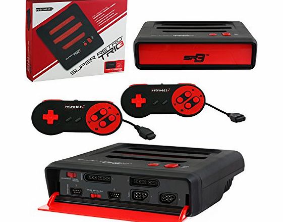 Retro-Bit Retro Bit Super Retro Trio 3 in 1 Console Red/Black, NES/SNES/Mega Drive PAL Version (Electronic Games)