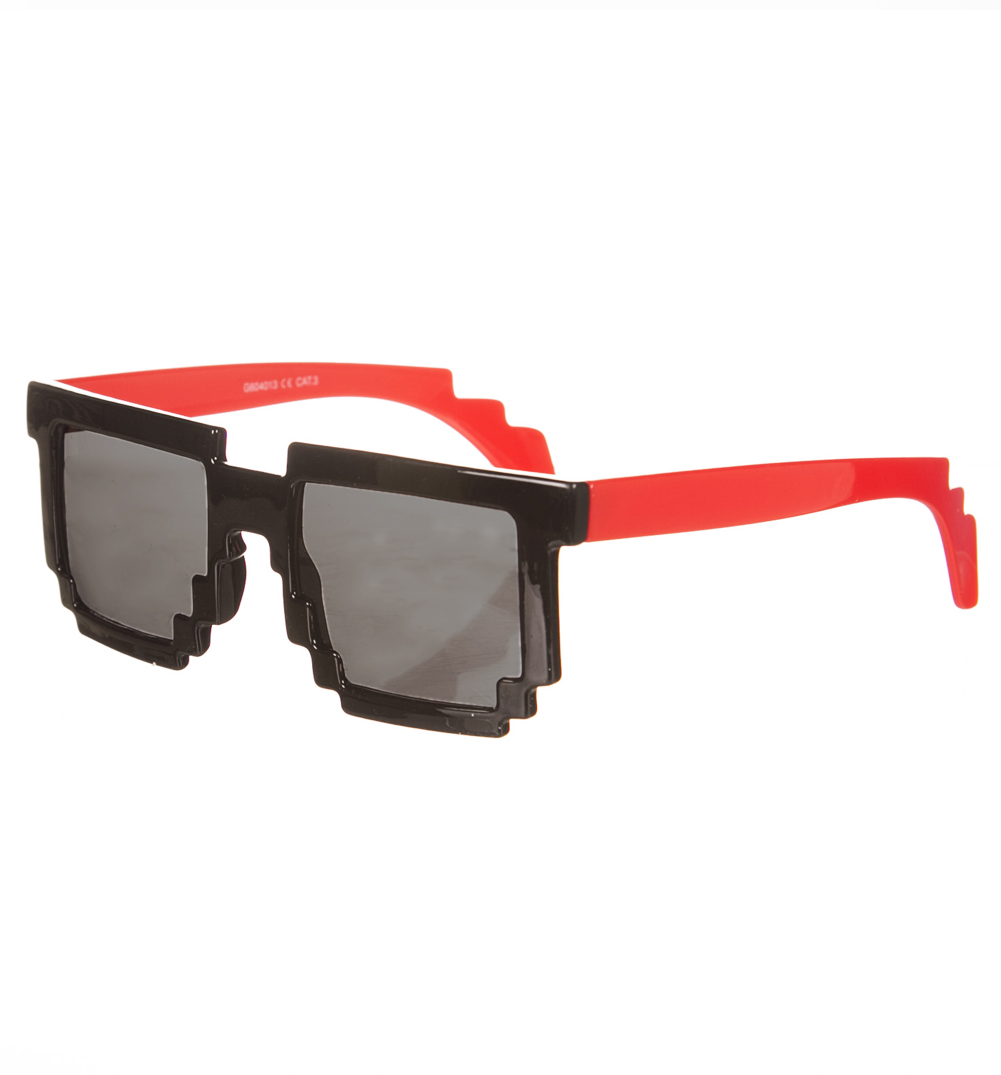 Retro Black And Red Pixelated Sunglasses