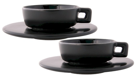 Retro Coffee Cup Set - Black