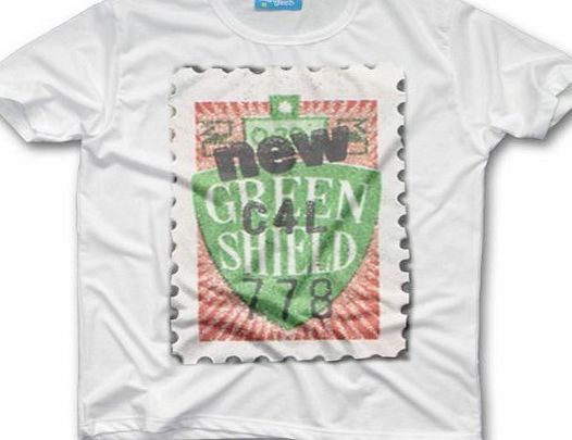 Retro Tees Mens Green Shield Stamp T-shirt - Large