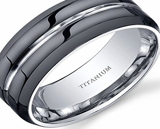 Revoni Modern Style comfort fit Mens 8mm Black Titanium Wedding Band Ring Size X,