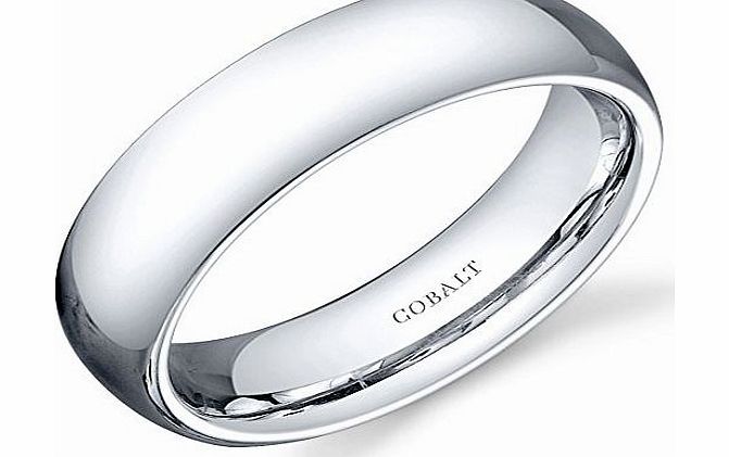 Revoni Traditional 6mm Comfort Fit Platinum Finish Mens Cobalt Wedding Band Ring Size Size Z 1/2,