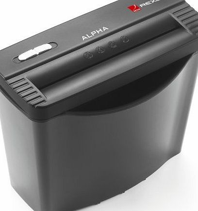 Rexel Alpha 5-Sheet Strip Cut Paper / Credit Card Shredder with 10 L Liftoff Bin, accepts Paperclips and Staples