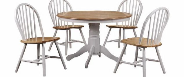 Rhode Island Solid Wood Round Dining Set with 4