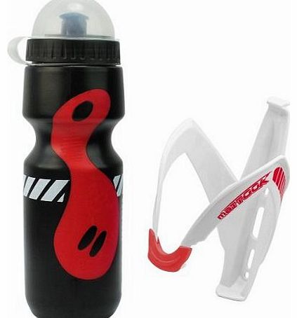 RHX Durable 750ml Mountain Bike Cycling Outdoor Water Bottle with Holder Cage Rack - Black
