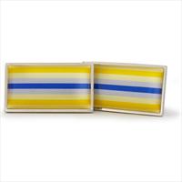 Richard Cammish Blue and Yellow Stripe Cufflinks by