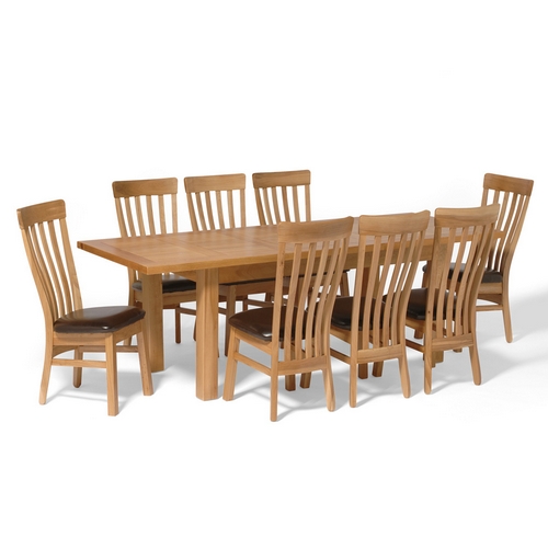 Large Dining Set with 8 Classic Oak