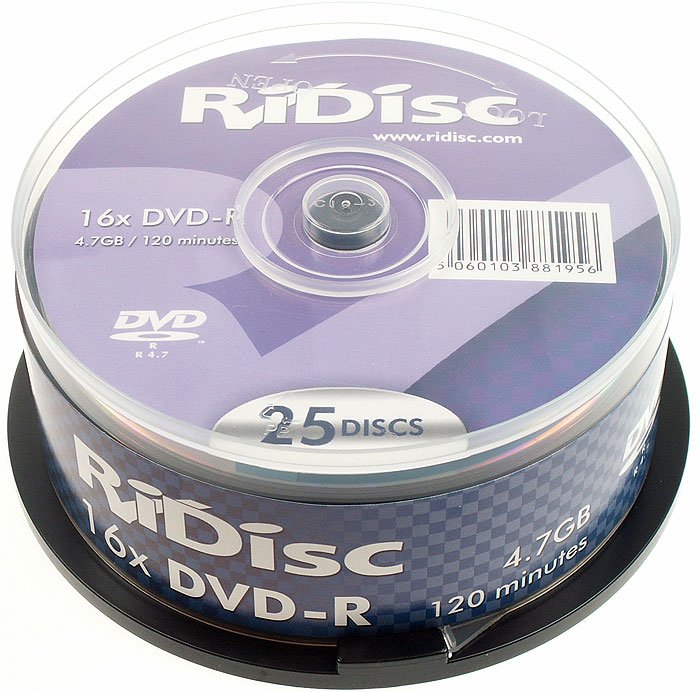RiDisc DVD-R 16X Branded in 25 Cake CMC