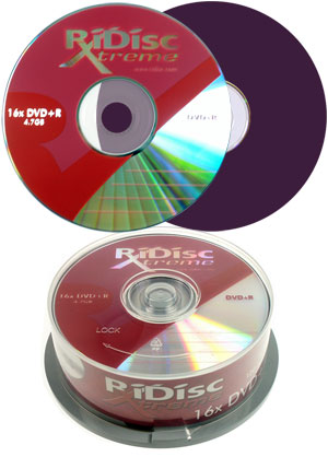 RiDisc DVD R 16X Xtreme Red Branded in 25 Cake