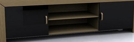 Right Deals UK Las Vegas Widescreen Entertainment TV Unit Black Hi Gloss amp; Oak