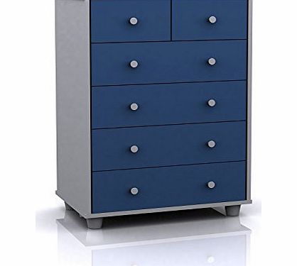 Right Deals UK Miami Blue and White Childrens 6 Drawer Chest (4 2)