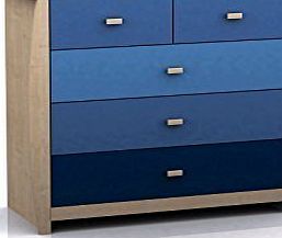 Sydney 5 Drawer Chest 3+2 Design - Pink or Blue Childrens Bedroom Furniture (Blue)