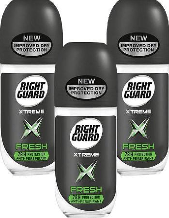 Right Guard, 2102[^]0138928 Xtreme Fresh 72hr Roll-On Triple Pack